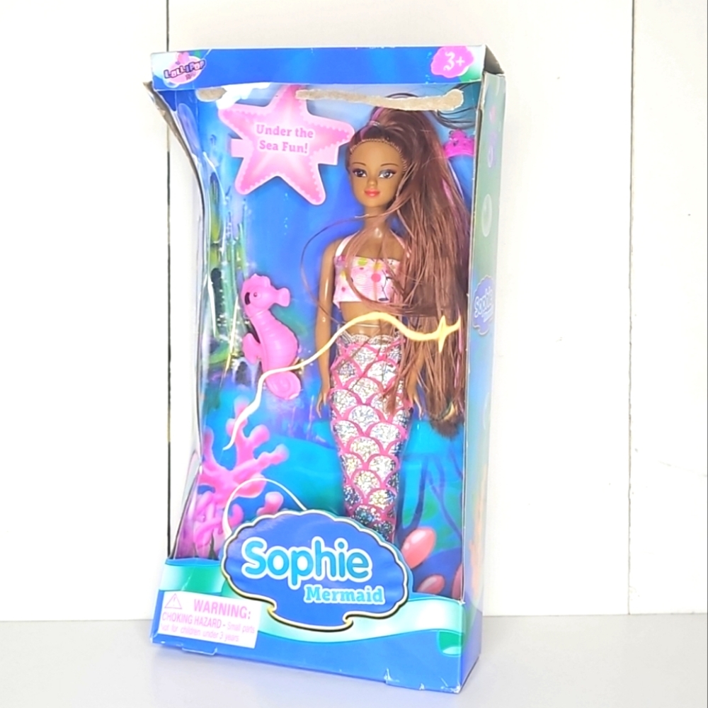 Sophie Mermaid Doll With Seahorse Friend New In Box African American Dollcore